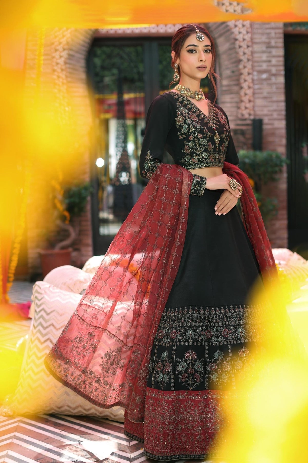 Chinyere | Formal Wedding Exclusive | MALKUNISSA (AA5105)-Brand:Chinyere-Type:Ladies Clothes-Black-Silk-House of Maryam- Buy in UK, USA