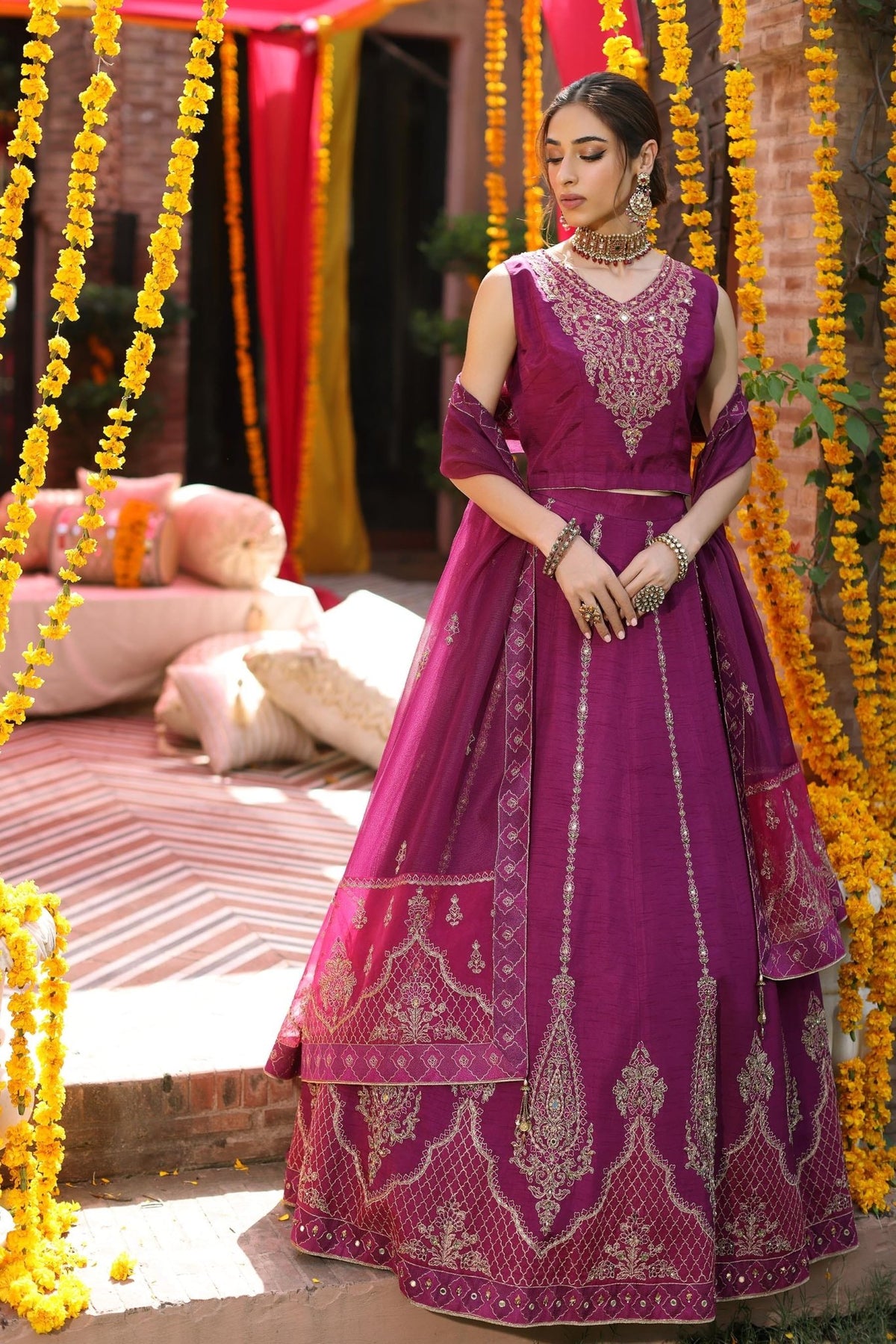 Chinyere | Formal Wedding Exclusive | MEHR UN NISA S (AA5069)-Brand:Chinyere-Type:Ladies Clothes-Purple-Korean Silk-House of Maryam- Buy in UK, USA