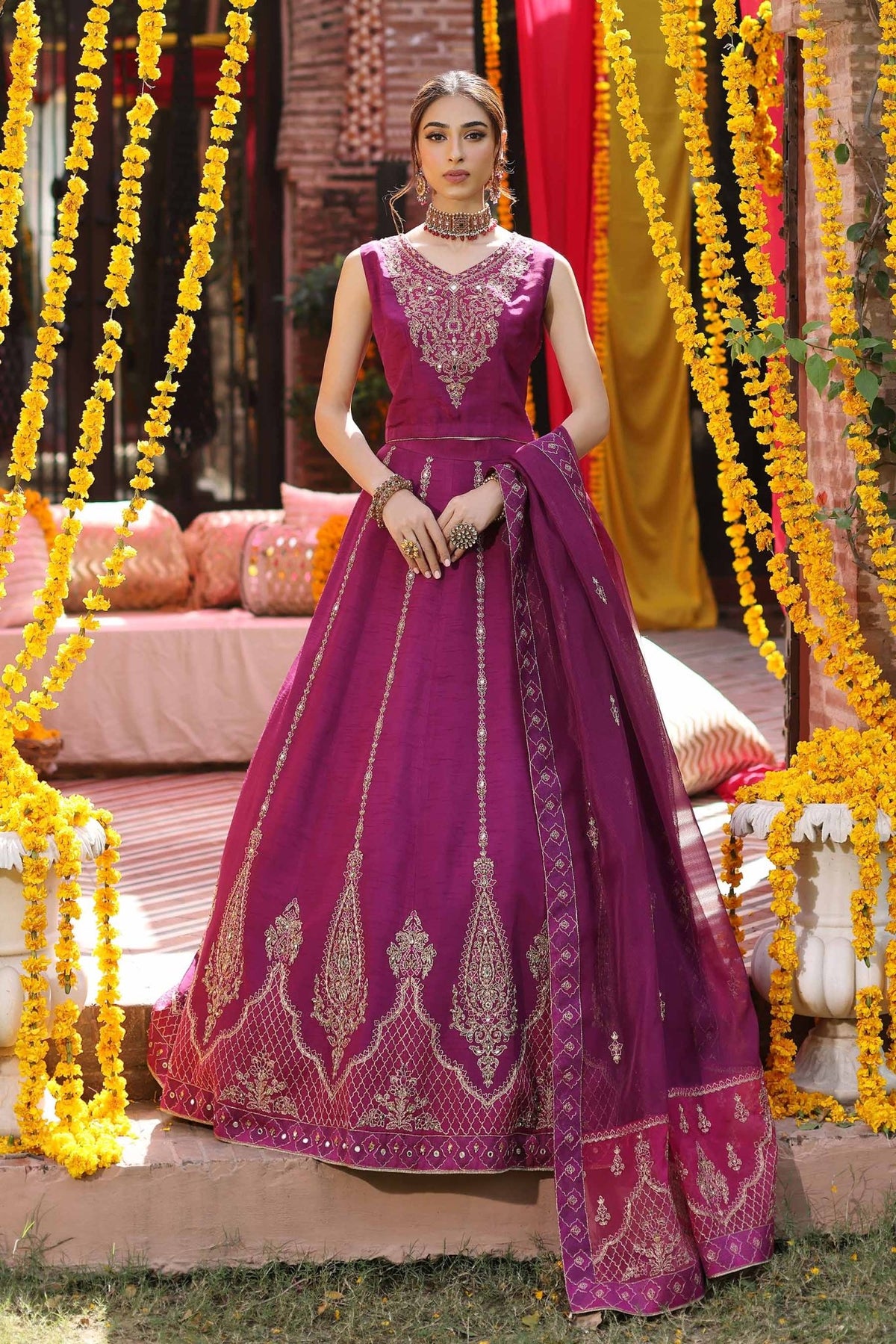 Chinyere | Formal Wedding Exclusive | MEHR UN NISA S (AA5069)-Brand:Chinyere-Type:Ladies Clothes-Purple-Korean Silk-House of Maryam- Buy in UK, USA