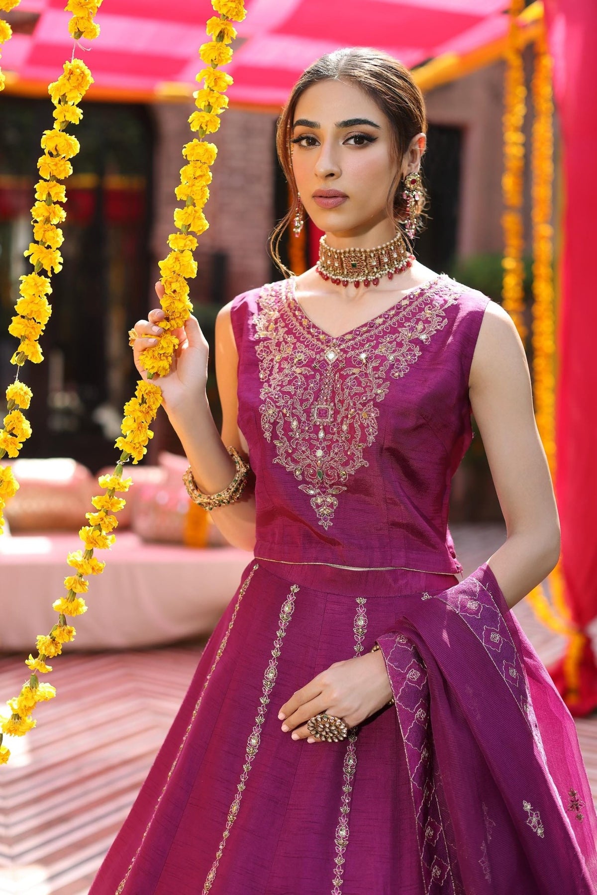 Chinyere | Formal Wedding Exclusive | MEHR UN NISA S (AA5069)-Brand:Chinyere-Type:Ladies Clothes-Purple-Korean Silk-House of Maryam- Buy in UK, USA