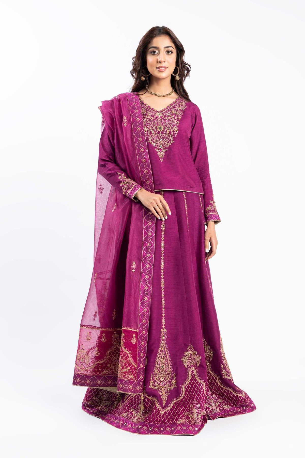 Chinyere | Formal Wedding Exclusive | MEHR UN NISA S (AA5069)-Brand:Chinyere-Type:Ladies Clothes-Purple-Korean Silk-House of Maryam- Buy in UK, USA