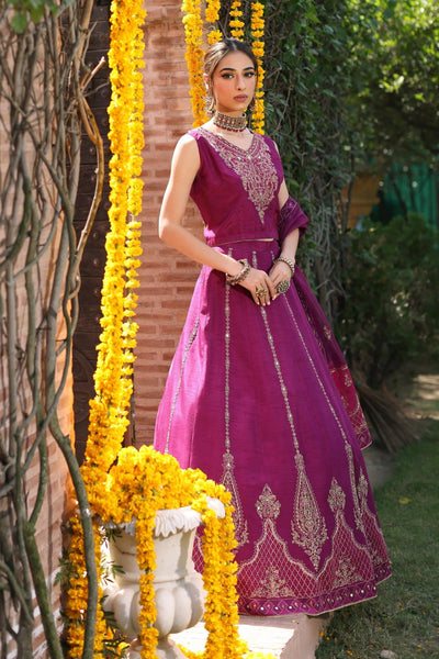 Chinyere | Formal Wedding Exclusive | MEHR UN NISA S (AA5069)-Brand:Chinyere-Type:Ladies Clothes-Purple-Korean Silk-House of Maryam- Buy in UK, USA