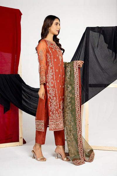 Chinyere | Formal Wedding Exclusive | NUT SHELL (AA5226)-Brand:Chinyere-Type:Ladies Clothes-Rust-Organza-House of Maryam- Buy in UK, USA