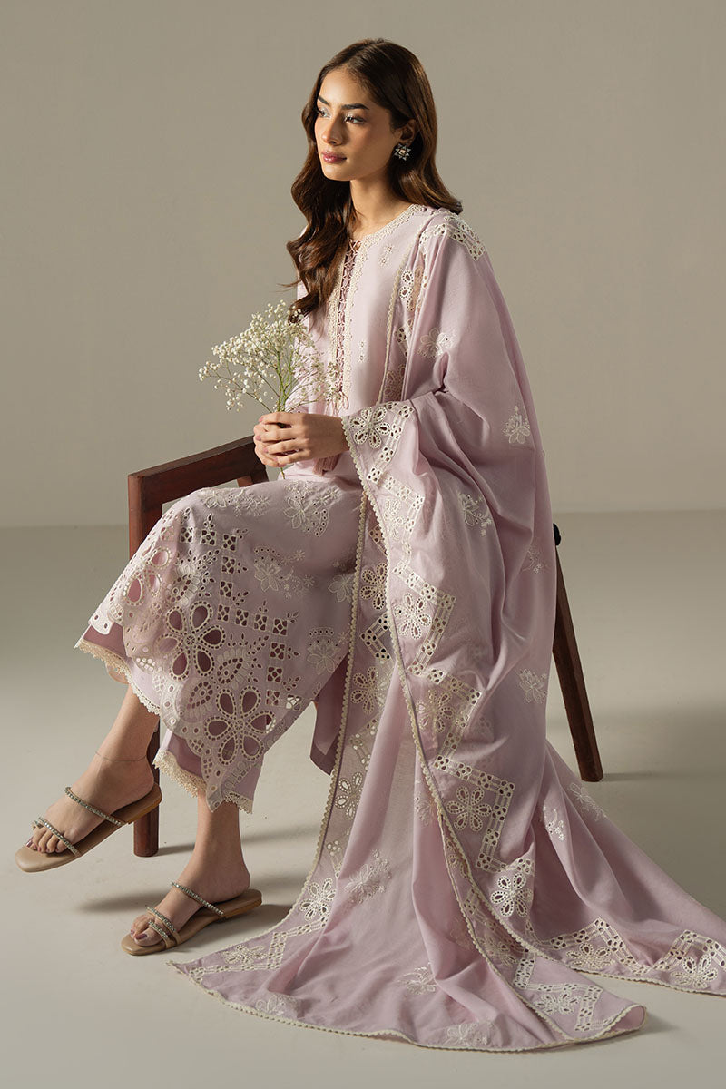 Cross Stitch | Chikankari Lawn 25 | LILAC BLOOM -  Cross Stitch Ladies Clothes - Original Designer Dress - House of Maryam