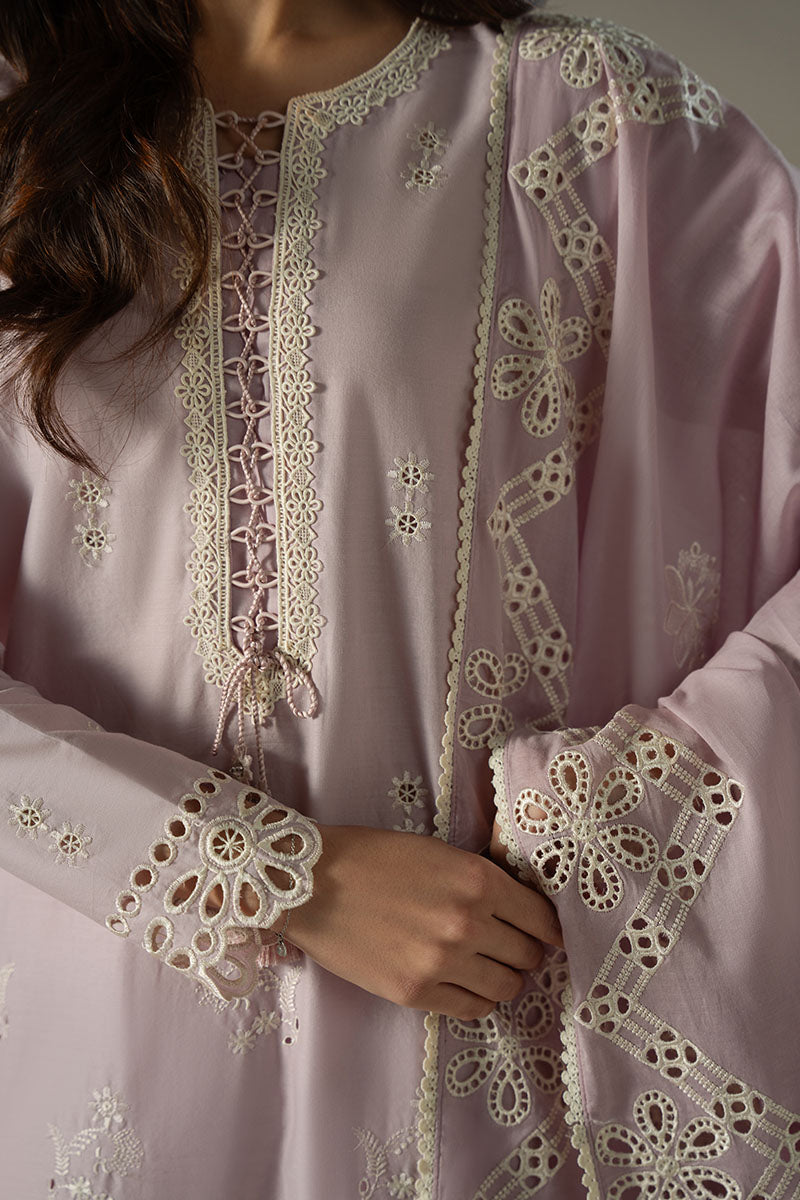 Cross Stitch | Chikankari Lawn 25 | LILAC BLOOM -  Cross Stitch Ladies Clothes - Original Designer Dress - House of Maryam