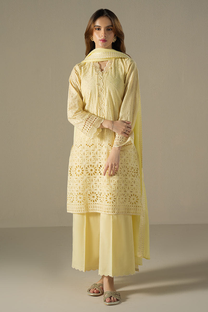 Cross Stitch | Exclusive Pret | Lemon Zest-3PC (Shirt,Trouser & Dupatta)