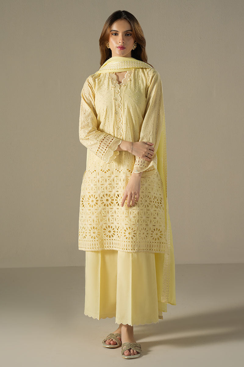 Cross Stitch | Exclusive Pret | Lemon Zest-3PC (Shirt,Trouser & Dupatta)-1