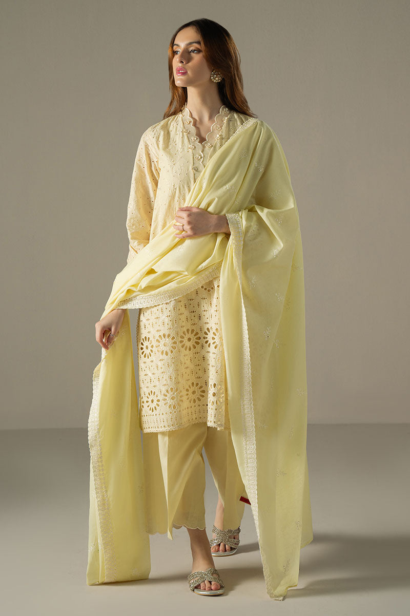 Cross Stitch | Exclusive Pret | Lemon Zest-3PC (Shirt,Trouser & Dupatta), image 3