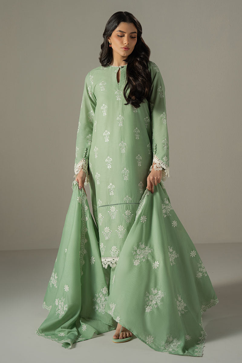 Cross Stitch | Chikankari Lawn 25 | SAGE GARDEN -  Cross Stitch Ladies Clothes - Original Designer Dress - House of Maryam
