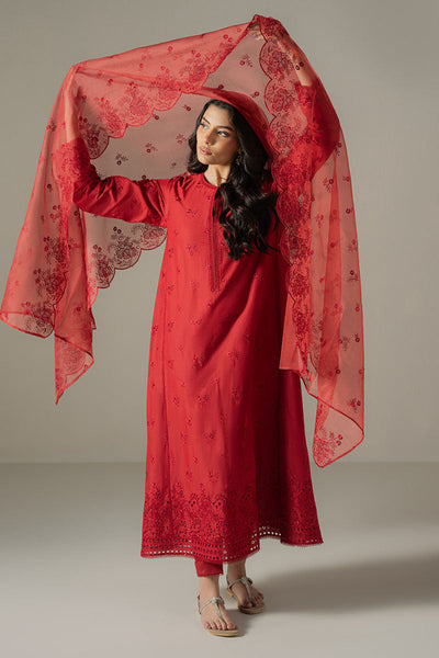 Cross Stitch | Chikankari Lawn 25 | CARMINE GRIS -  Cross Stitch Ladies Clothes - Original Designer Dress - House of Maryam