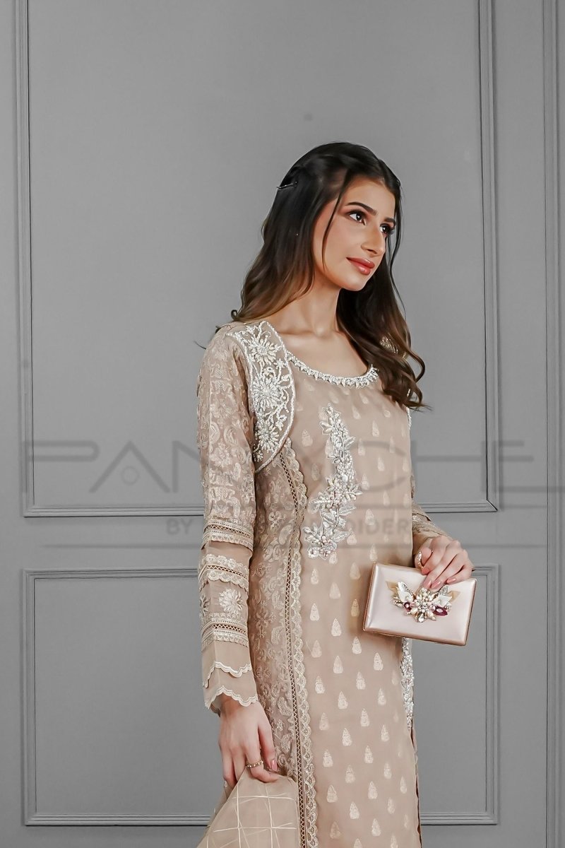 Panache | Pret | Classy Rosette Couture -  Panache By Mona  - Original Designer Dress - House of Maryam