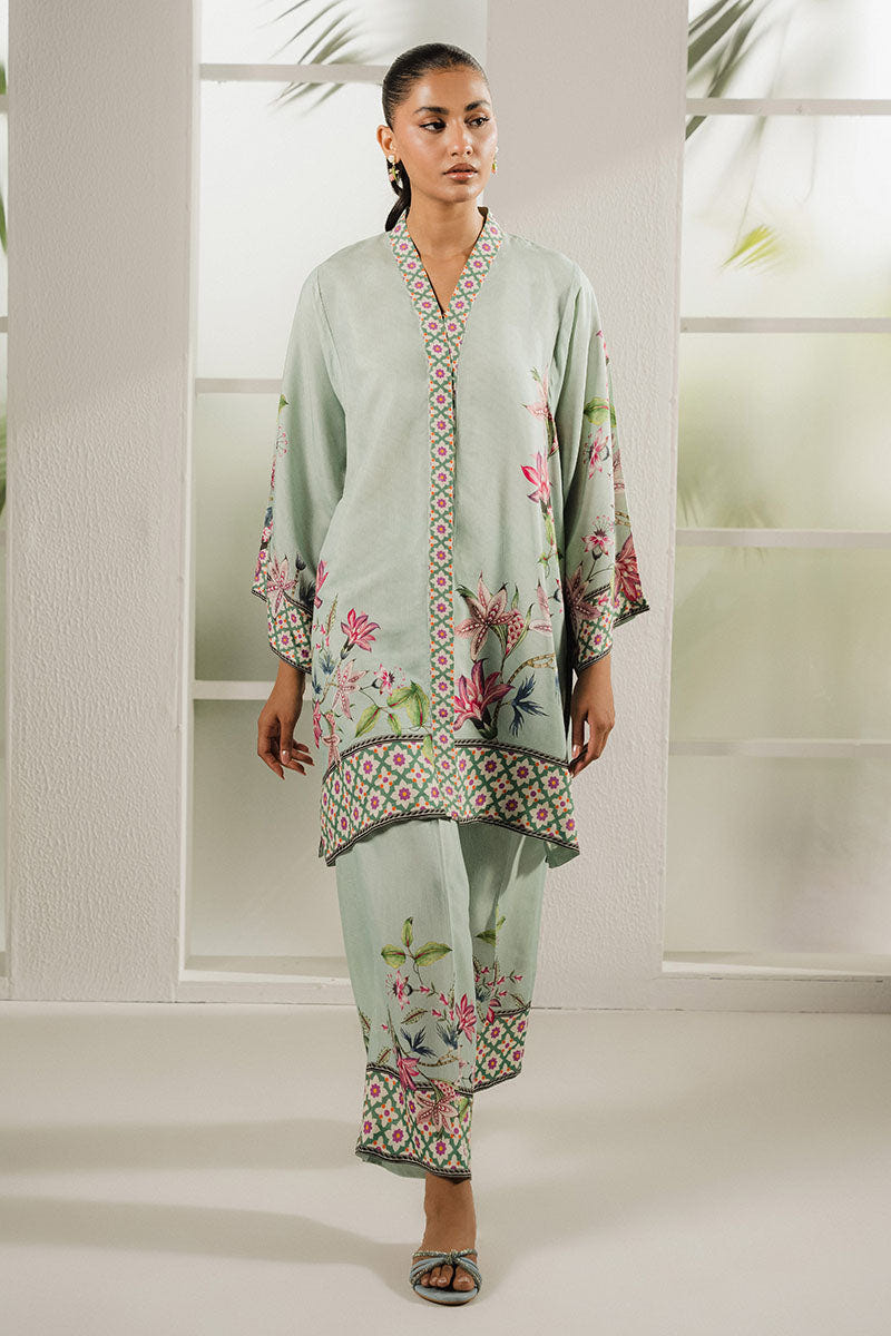 Cross Stitch | Exclusive Pret | Aqua Bloom-2PC (Shirt & Trouser)