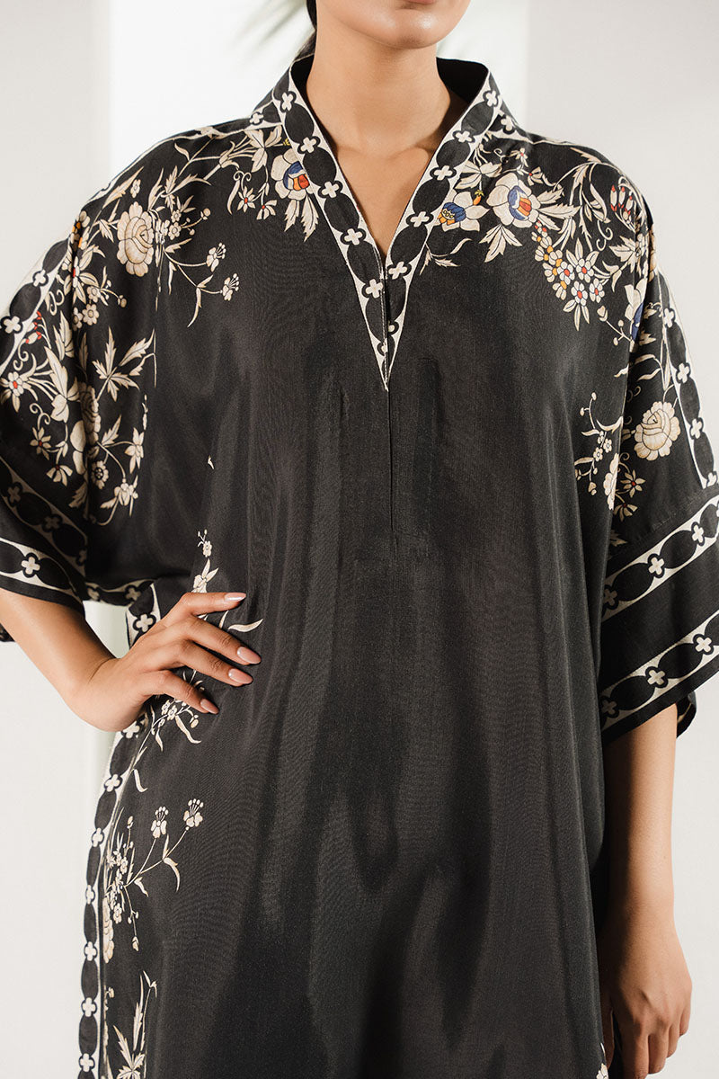 Cross Stitch | Exclusive Pret | Black Trellis Printed Silk Shirt, image 2