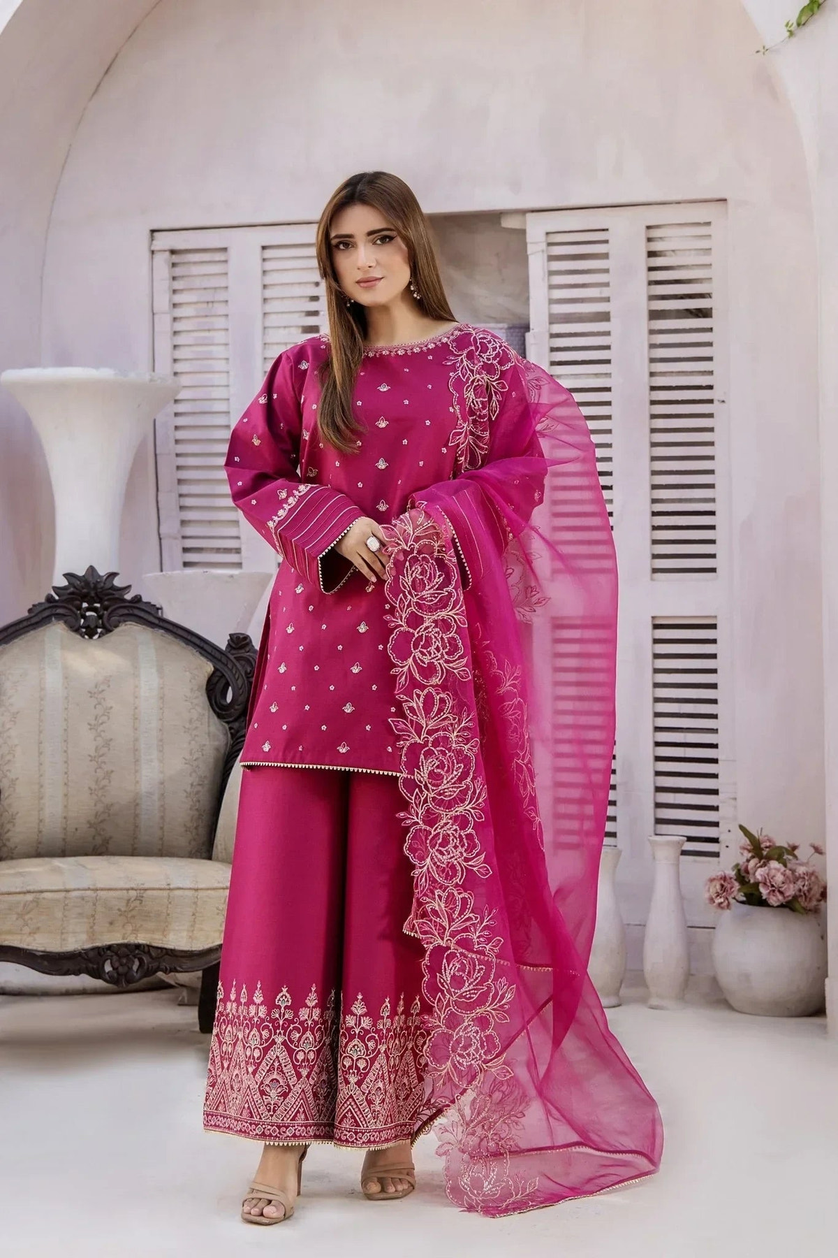 Rajwani | Sohani Casual Pret | CRIMSON -  Rajwani Ladies Clothes - Original Designer Dress - House of Maryam