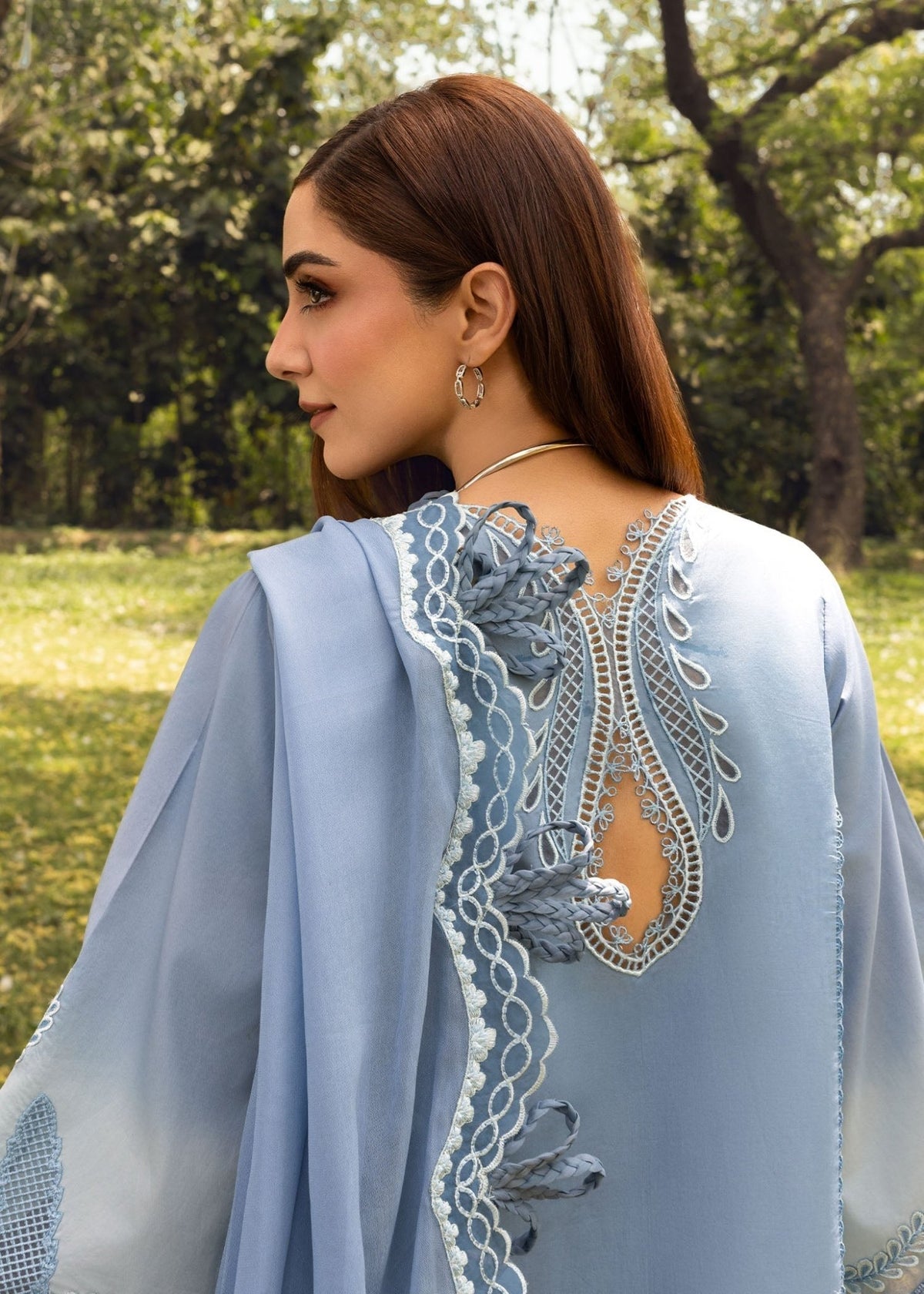 Crimson | Tasawar 25 | ALL THINGS OMBRE - D1 A-Brand:Crimson-Type:Ladies Clothes-Blue Gray-Organza-House of Maryam- Buy in UK, USA