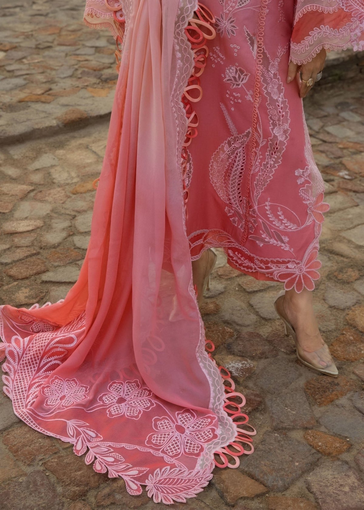 Crimson | Tasawar 25 | ALL THINGS OMBRE - D1B-Brand:Crimson-Type:Ladies Clothes-Pink-Organza-House of Maryam- Buy in UK, USA