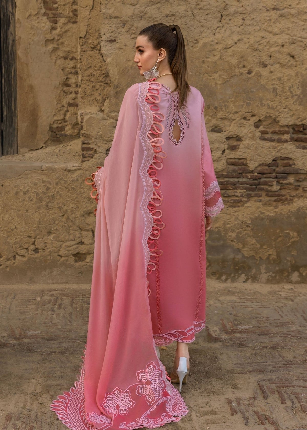 Crimson | Tasawar 25 | ALL THINGS OMBRE - D1B-Brand:Crimson-Type:Ladies Clothes-Pink-Organza-House of Maryam- Buy in UK, USA