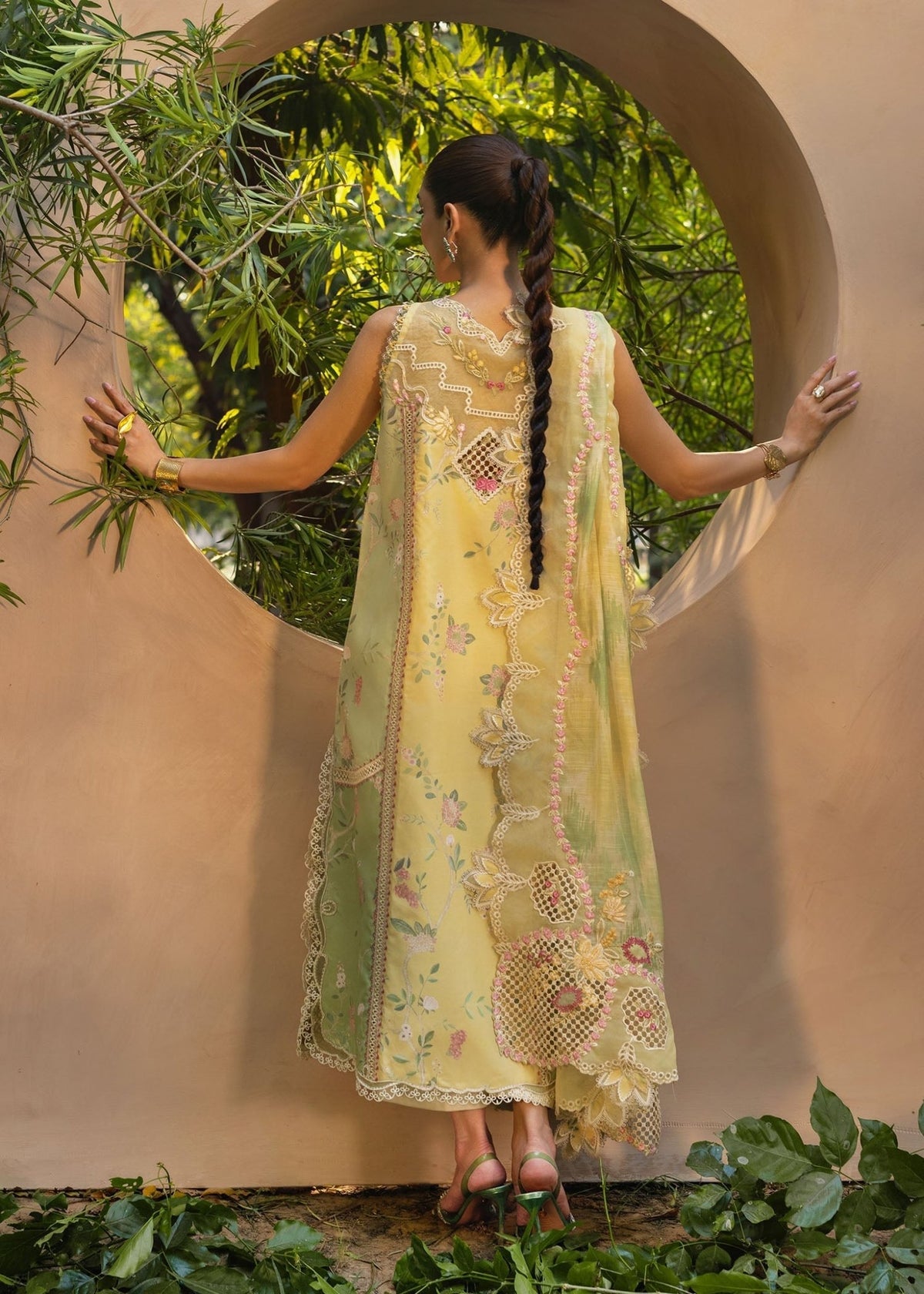 Crimson | Tasawar 25 | BONJOUR AND BLOOM - D4A-Brand:Crimson-Type:Ladies Clothes-Lemon Yellow-Organza-House of Maryam- Buy in UK, USA