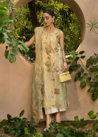 Crimson | Tasawar 25 | BONJOUR AND BLOOM - D4A-Brand:Crimson-Type:Ladies Clothes-Lemon Yellow-Organza-House of Maryam- Buy in UK, USA