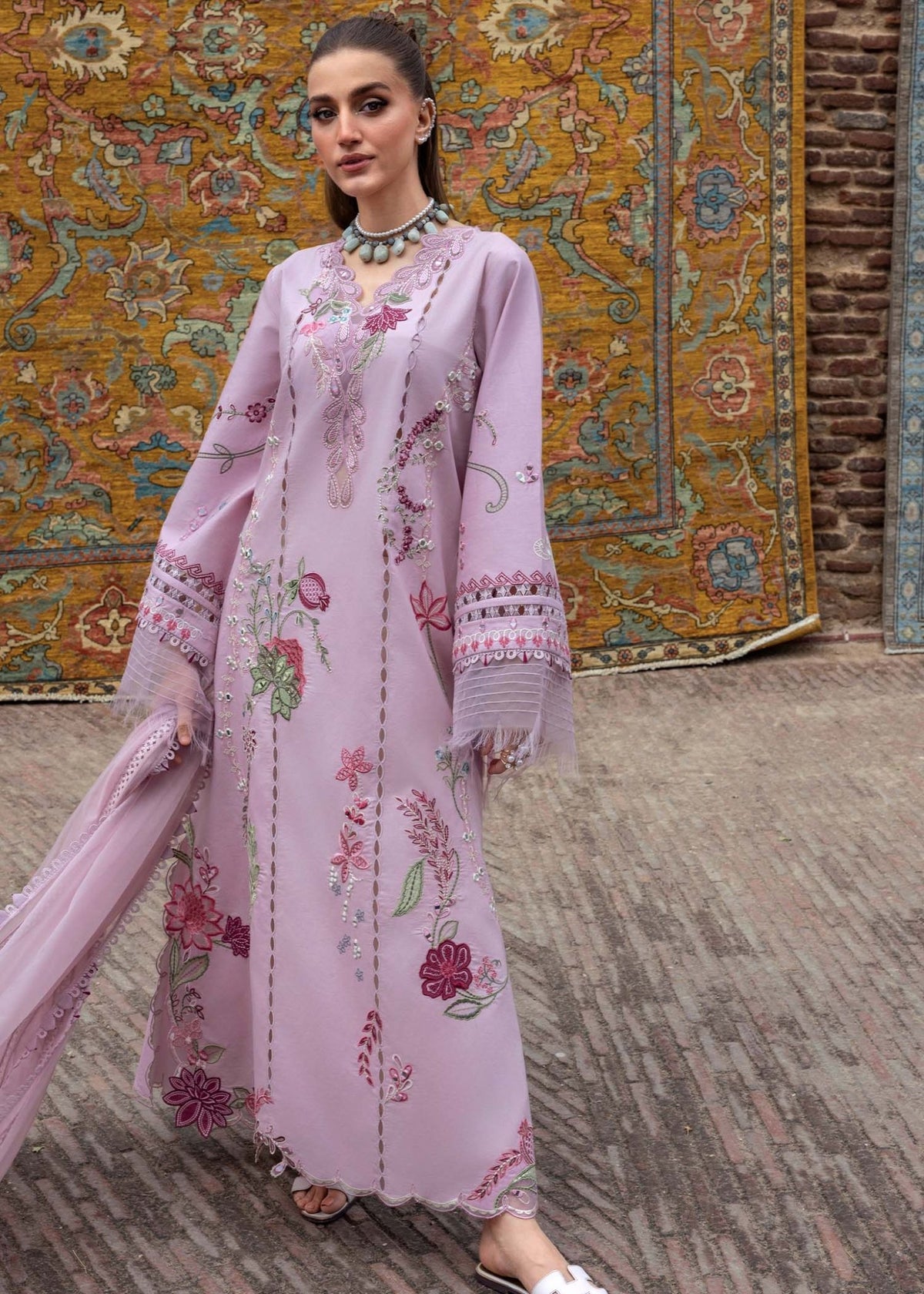 Crimson | Tasawar 25 | MIRROR GARDEN - D3B-Brand:Crimson-Type:Ladies Clothes-Lilac-Organza-House of Maryam- Buy in UK, USA