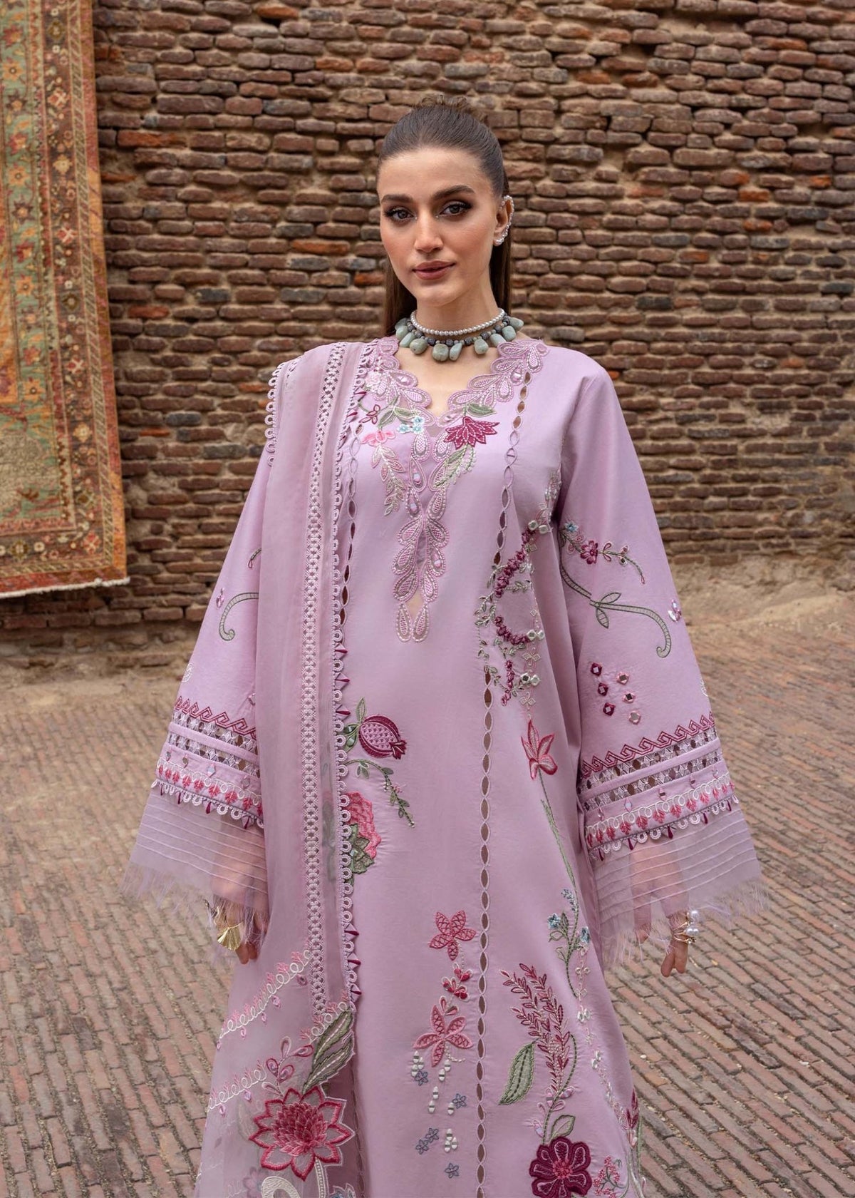 Crimson | Tasawar 25 | MIRROR GARDEN - D3B-Brand:Crimson-Type:Ladies Clothes-Lilac-Organza-House of Maryam- Buy in UK, USA