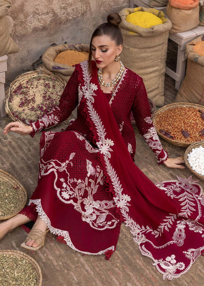 Crimson | Tasawar 25 | ONE TRUE LOVE - D6A-Brand:Crimson-Type:Ladies Clothes-Red-Organza-House of Maryam- Buy in UK, USA
