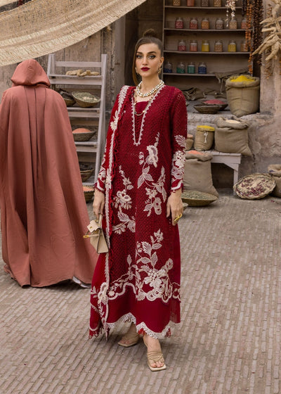 Crimson | Tasawar 25 | ONE TRUE LOVE - D6A-Brand:Crimson-Type:Ladies Clothes-Red-Organza-House of Maryam- Buy in UK, USA