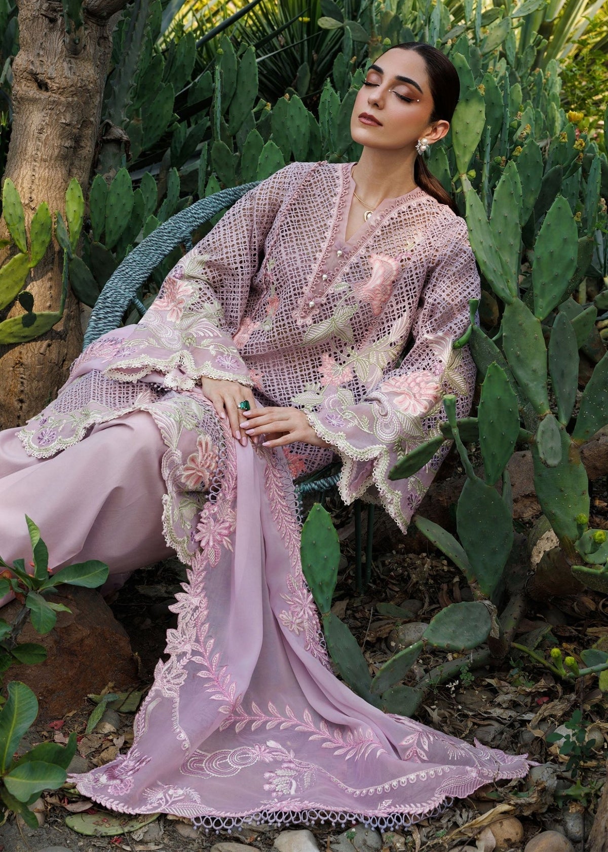 Crimson | Tasawar 25 | ONE TRUE LOVE - D6B-Brand:Crimson-Type:Ladies Clothes-Lilac-Organza-House of Maryam- Buy in UK, USA