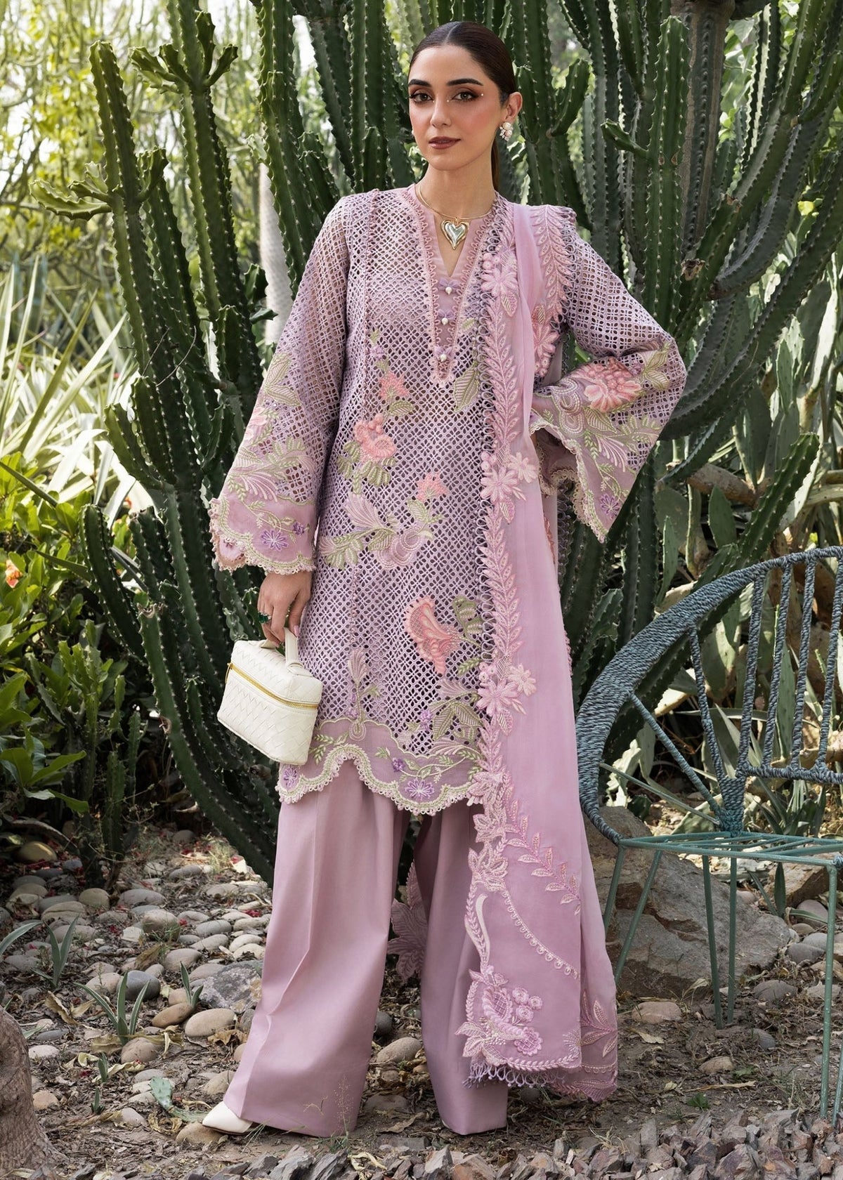 Crimson | Tasawar 25 | ONE TRUE LOVE - D6B-Brand:Crimson-Type:Ladies Clothes-Lilac-Organza-House of Maryam- Buy in UK, USA
