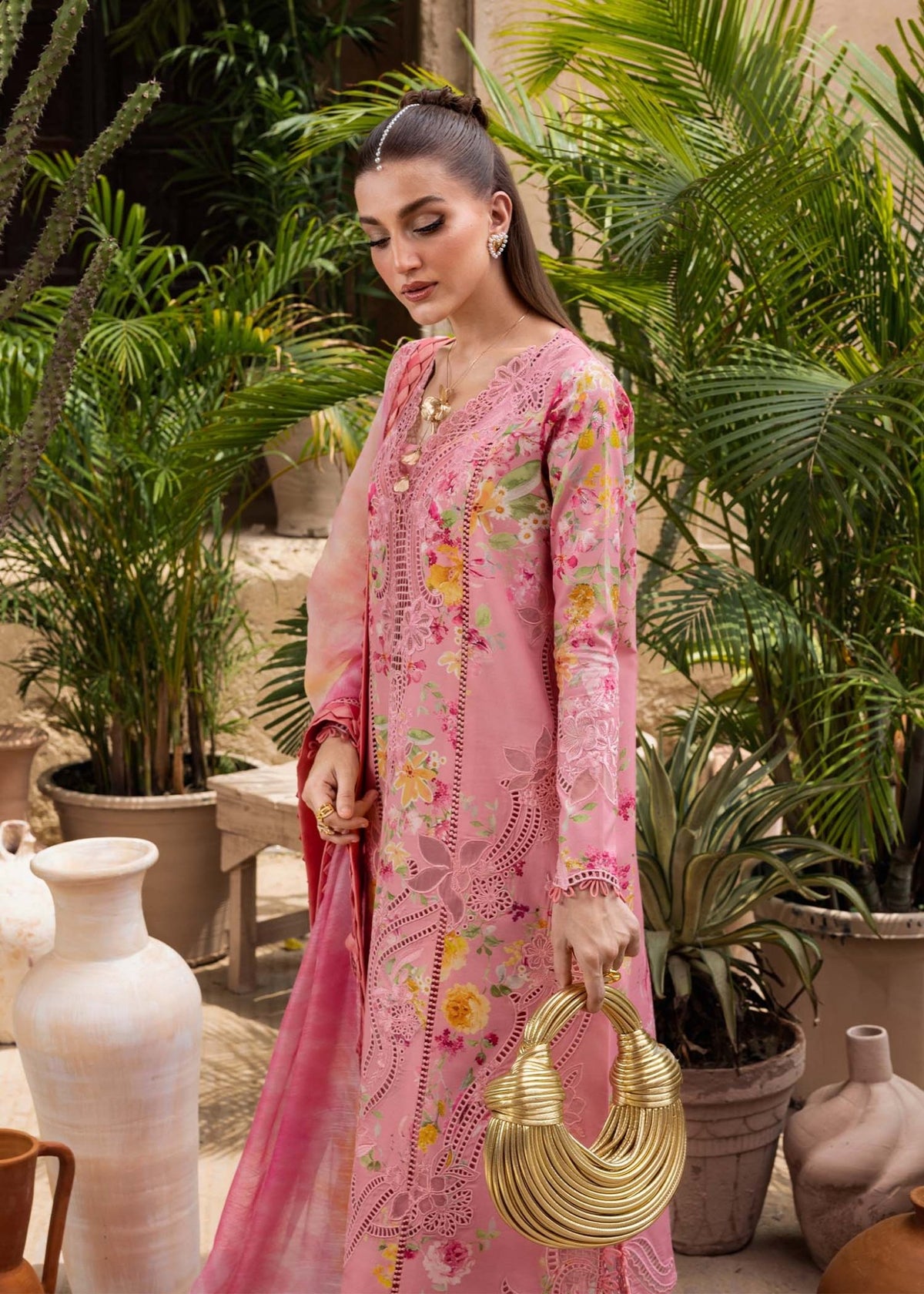 Crimson | Tasawar 25 | PETALS AND PROMISES - D2A-Brand:Crimson-Type:Ladies Clothes-Rose Pink-Organza-House of Maryam- Buy in UK, USA