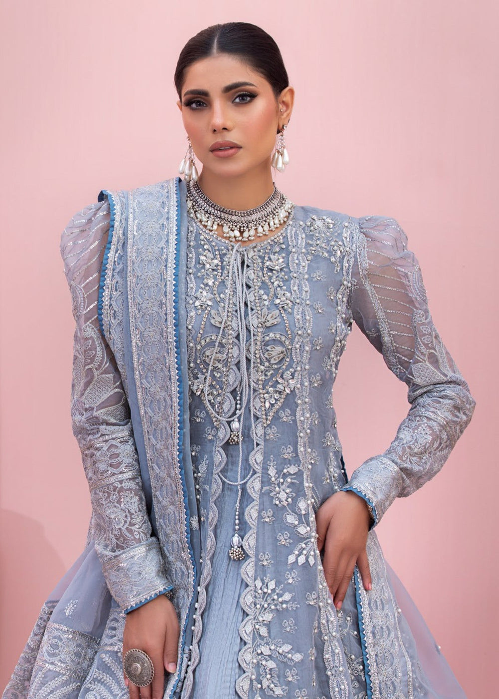 Diara Couture | Tabeer Formals | POGT-01-02 - GREY BLUE, image 3