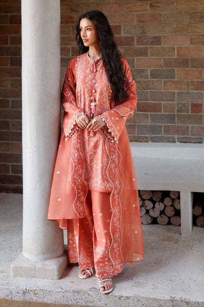 Cross Stitch | Eid Lawn Edit 26 | AMBER MIST-Brand:Cross Stitch-Type:Ladies Clothes-Peach Pink-Lawn-House of Maryam- Buy in UK, USA