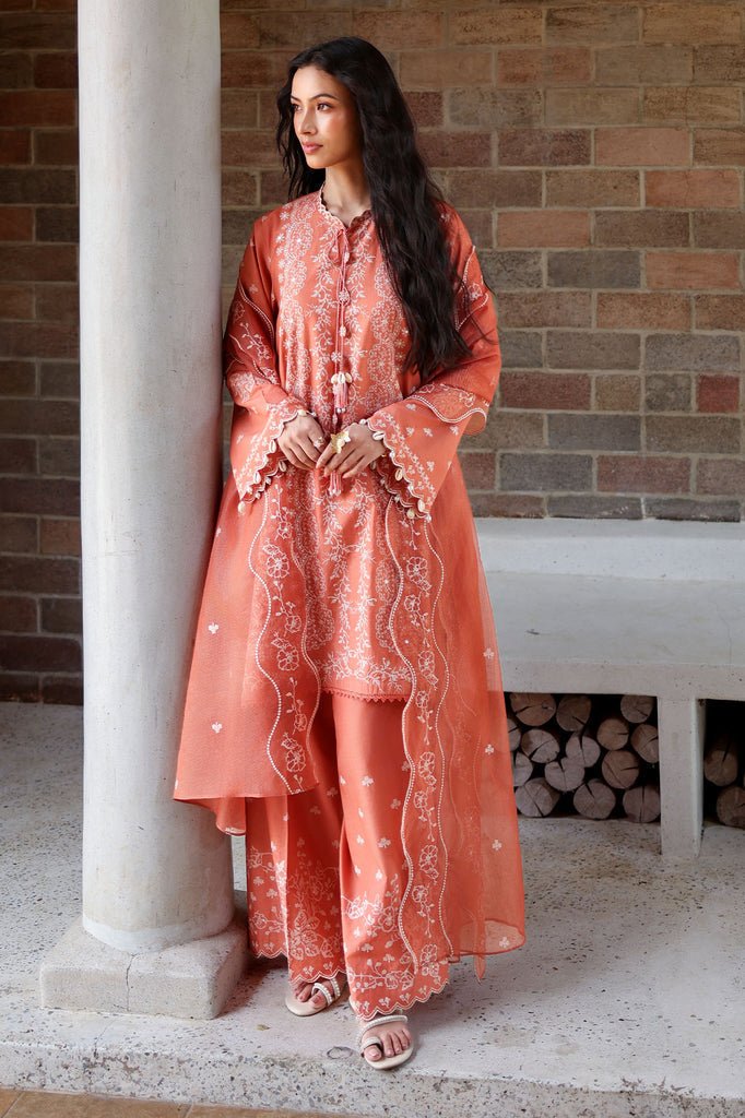Cross Stitch | Eid Lawn Edit 26 | AMBER MIST-Brand:Cross Stitch-Type:Ladies Clothes-Peach Pink-Lawn-House of Maryam- Buy in UK, USA