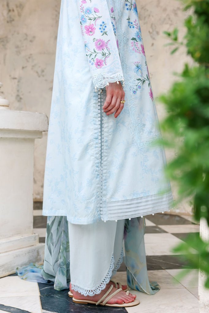 Cross Stitch | Eid Lawn Edit 26 | AQUA GLINT-Brand:Cross Stitch-Type:Ladies Clothes-Light Blue-Lawn-House of Maryam- Buy in UK, USA