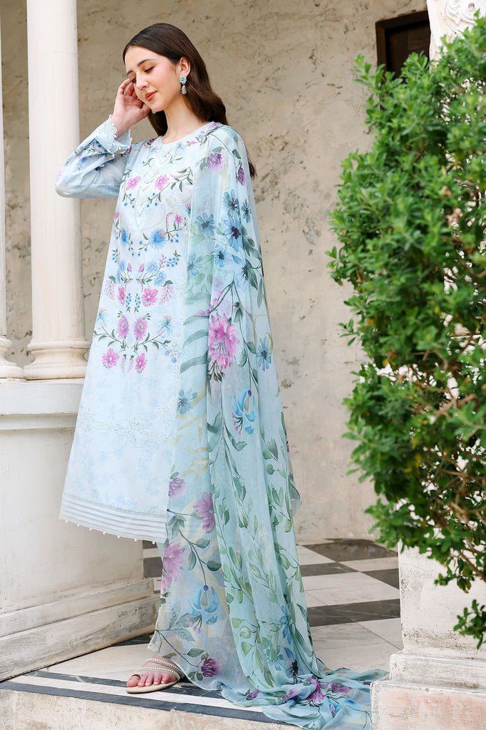 Cross Stitch | Eid Lawn Edit 26 | AQUA GLINT-Brand:Cross Stitch-Type:Ladies Clothes-Light Blue-Lawn-House of Maryam- Buy in UK, USA