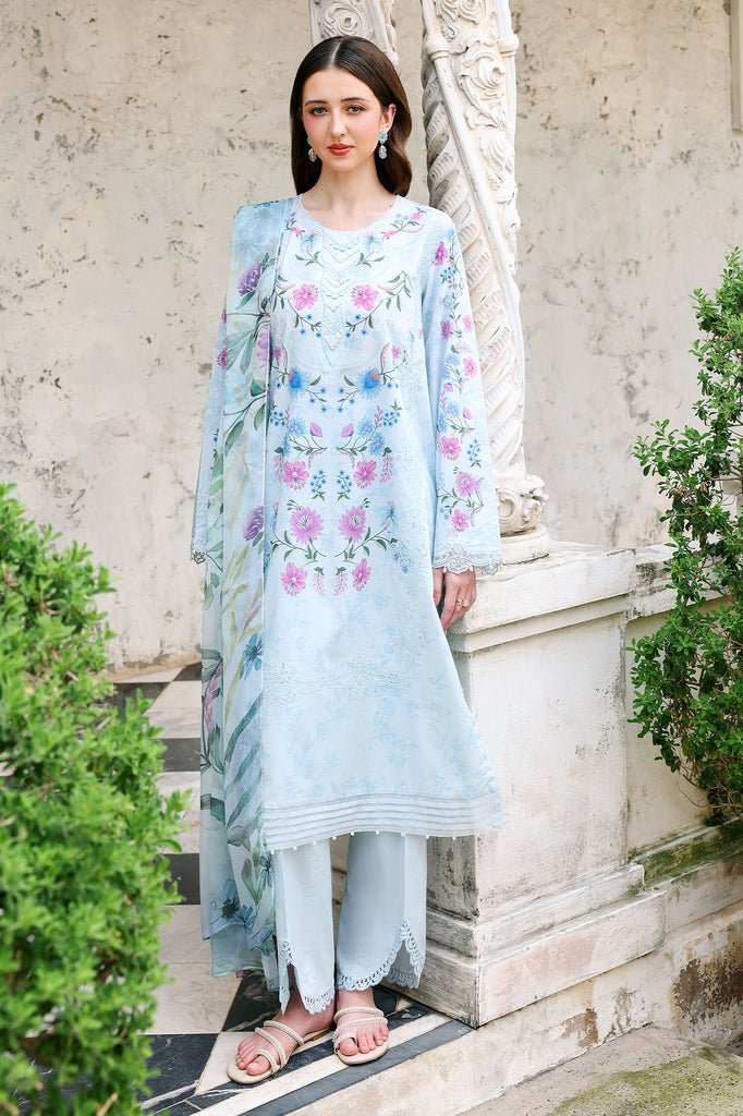 Cross Stitch | Eid Lawn Edit 26 | AQUA GLINT-Brand:Cross Stitch-Type:Ladies Clothes-Light Blue-Lawn-House of Maryam- Buy in UK, USA