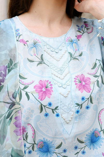 Cross Stitch | Eid Lawn Edit 26 | AQUA GLINT-Brand:Cross Stitch-Type:Ladies Clothes-Light Blue-Lawn-House of Maryam- Buy in UK, USA