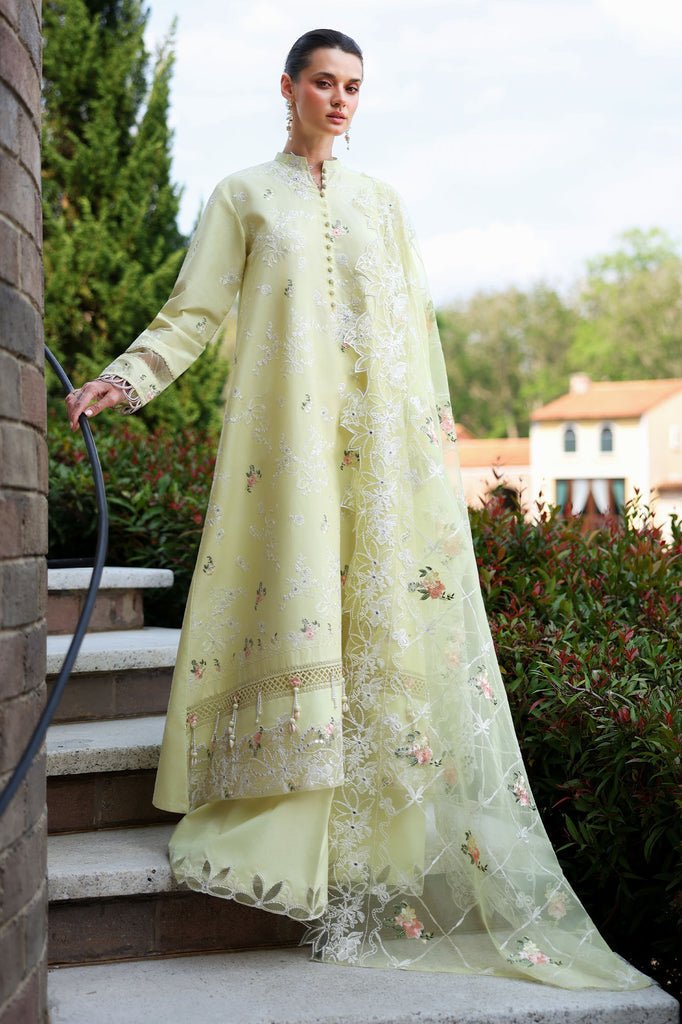 Cross Stitch | Eid Lawn Edit 26 | CITRUS LACE-Brand:Cross Stitch-Type:Ladies Clothes-Light yellow-Lawn-House of Maryam- Buy in UK, USA