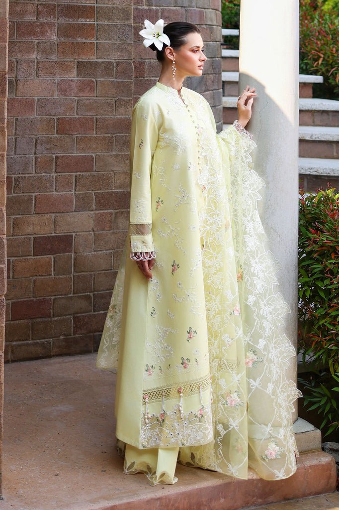 Cross Stitch | Eid Lawn Edit 26 | CITRUS LACE-Brand:Cross Stitch-Type:Ladies Clothes-Light yellow-Lawn-House of Maryam- Buy in UK, USA