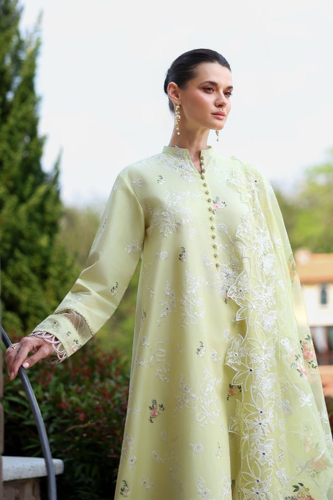 Cross Stitch | Eid Lawn Edit 26 | CITRUS LACE-Brand:Cross Stitch-Type:Ladies Clothes-Light yellow-Lawn-House of Maryam- Buy in UK, USA