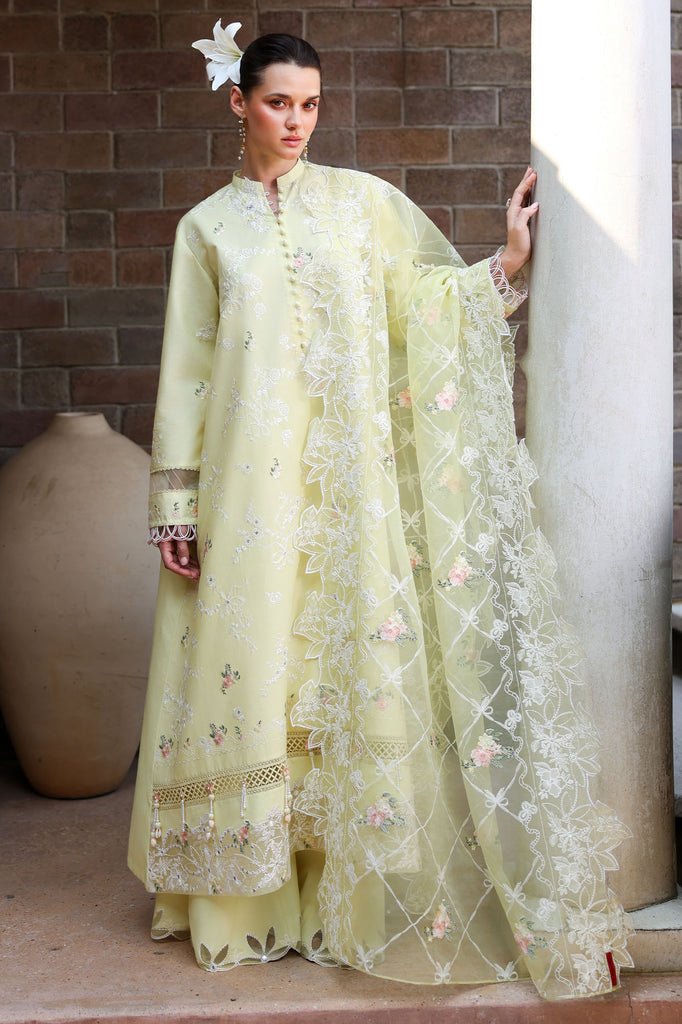 Cross Stitch | Eid Lawn Edit 26 | CITRUS LACE-Brand:Cross Stitch-Type:Ladies Clothes-Light yellow-Lawn-House of Maryam- Buy in UK, USA