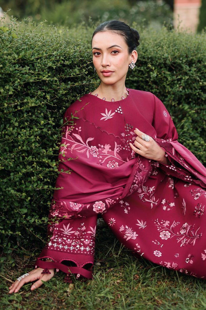 Cross Stitch | Eid Lawn Edit 26 | CRIMSON ROYALE-Brand:Cross Stitch-Type:Ladies Clothes-Purplish Red-Lawn-House of Maryam- Buy in UK, USA