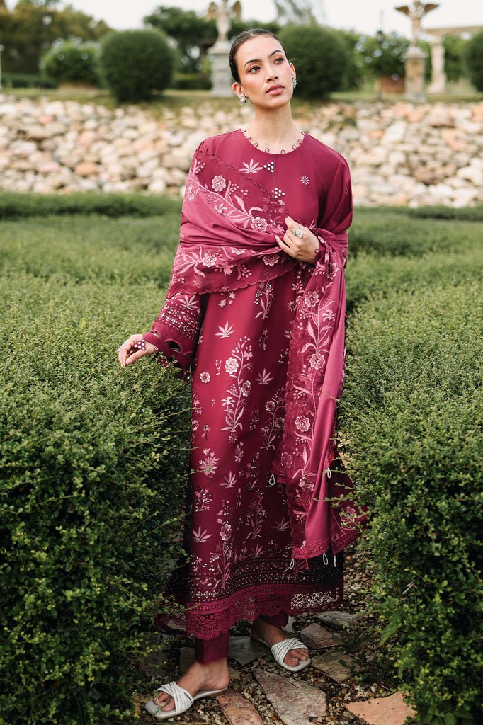Cross Stitch | Eid Lawn Edit 26 | CRIMSON ROYALE-Brand:Cross Stitch-Type:Ladies Clothes-Purplish Red-Lawn-House of Maryam- Buy in UK, USA