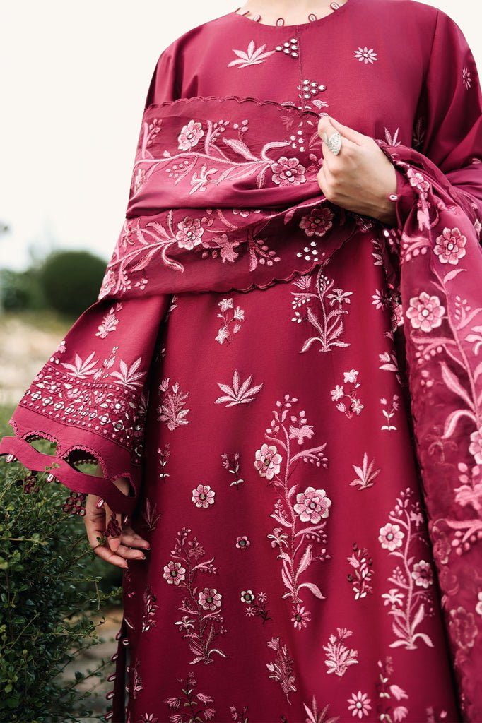 Cross Stitch | Eid Lawn Edit 26 | CRIMSON ROYALE-Brand:Cross Stitch-Type:Ladies Clothes-Purplish Red-Lawn-House of Maryam- Buy in UK, USA
