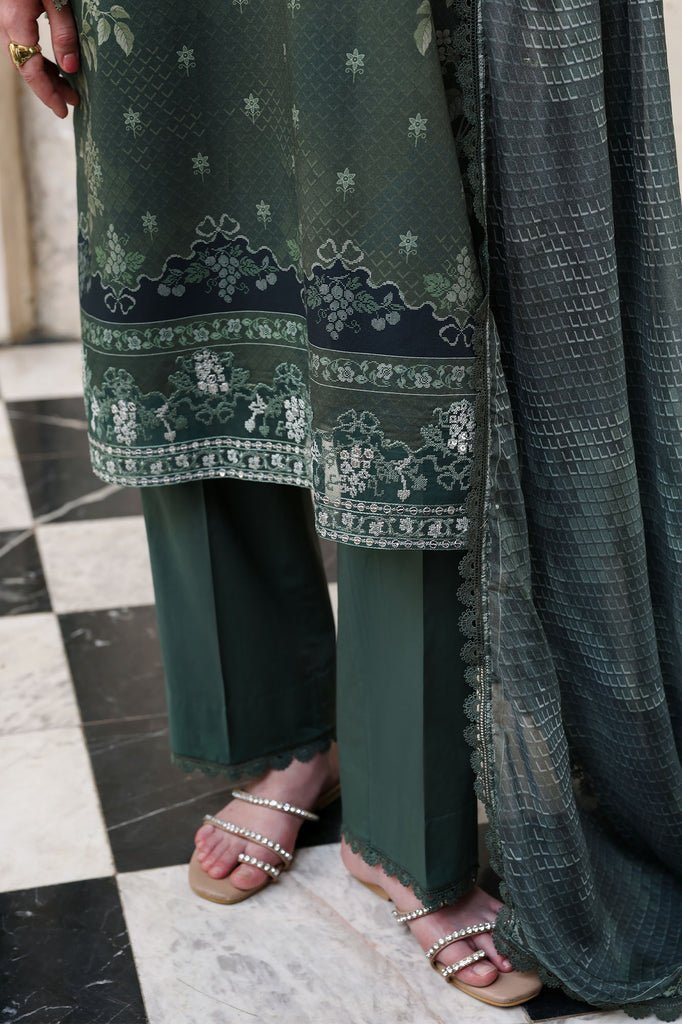 Cross Stitch | Eid Lawn Edit 26 | FOREST MUSE-Brand:Charzima-Type:Ladies Clothes-Dark Teal Blue-Lawn-House of Maryam- Buy in UK, USA