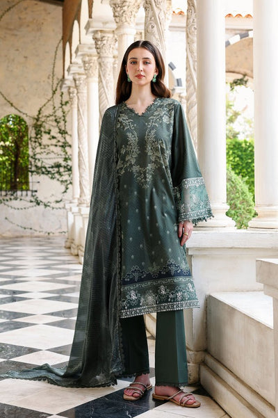 Cross Stitch | Eid Lawn Edit 26 | FOREST MUSE-Brand:Charzima-Type:Ladies Clothes-Dark Teal Blue-Lawn-House of Maryam- Buy in UK, USA