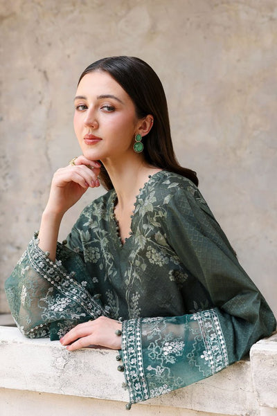 Cross Stitch | Eid Lawn Edit 26 | FOREST MUSE-Brand:Charzima-Type:Ladies Clothes-Dark Teal Blue-Lawn-House of Maryam- Buy in UK, USA