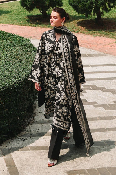 Cross Stitch | Eid Lawn Edit 26 | OBSIDIAN BLOOM-Brand:Cross Stitch-Type:Ladies Clothes-Black-Lawn-House of Maryam- Buy in UK, USA