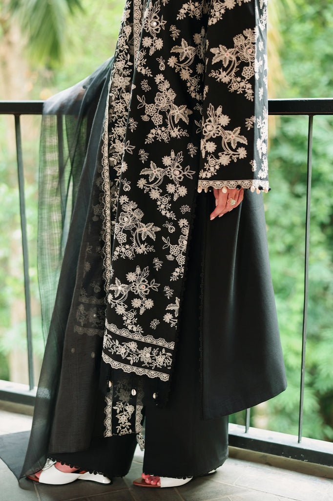 Cross Stitch | Eid Lawn Edit 26 | OBSIDIAN BLOOM-Brand:Cross Stitch-Type:Ladies Clothes-Black-Lawn-House of Maryam- Buy in UK, USA
