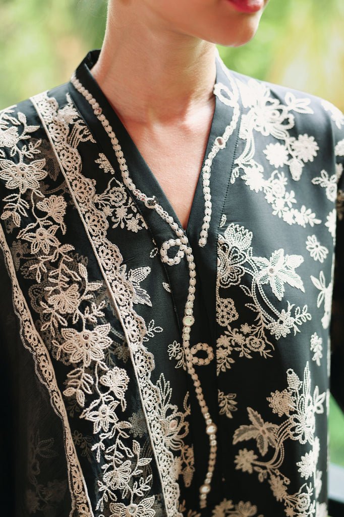 Cross Stitch | Eid Lawn Edit 26 | OBSIDIAN BLOOM-Brand:Cross Stitch-Type:Ladies Clothes-Black-Lawn-House of Maryam- Buy in UK, USA